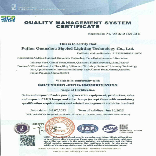 ¡SIGOLED obtuvo la certificación del sistema de gestión de calidad ISO9001!